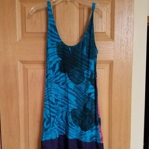 Blue and pink long tank top